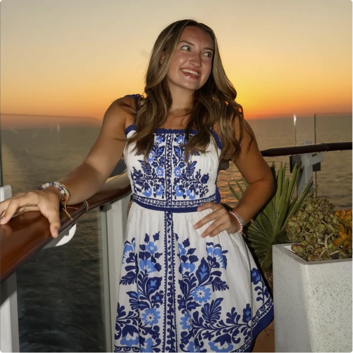 Allyson Makalous in front of sunset